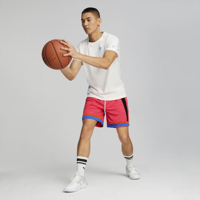 Puma Canada Hot Coral Melo One Stripe Short De Basketball Hommes