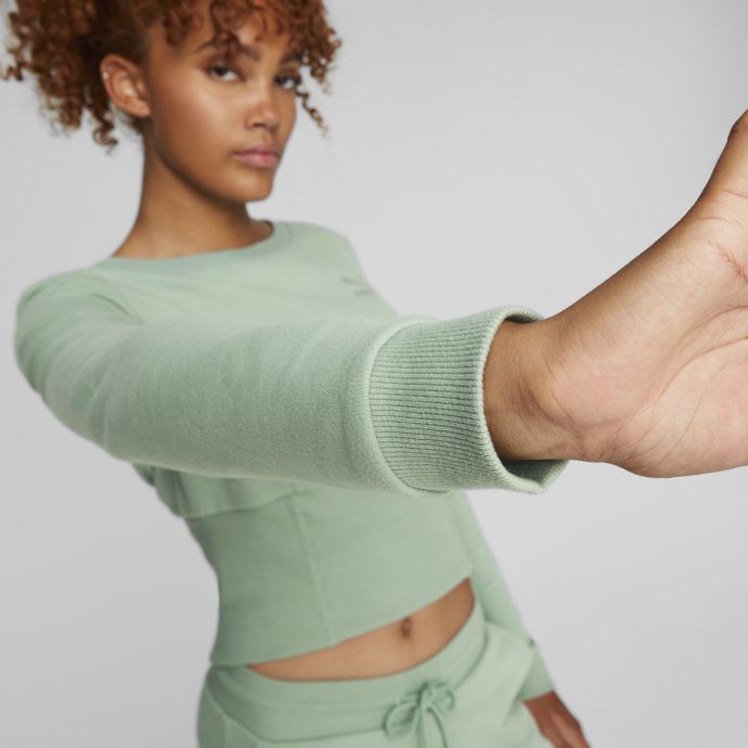 Puma Canada X Pamela Reif Classics Pull Ras Du Cou Femmes Granit Vert