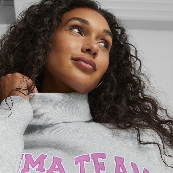 Puma Canada Team Sweat Polaire Décontracté Femme Gris Clair Chiné
