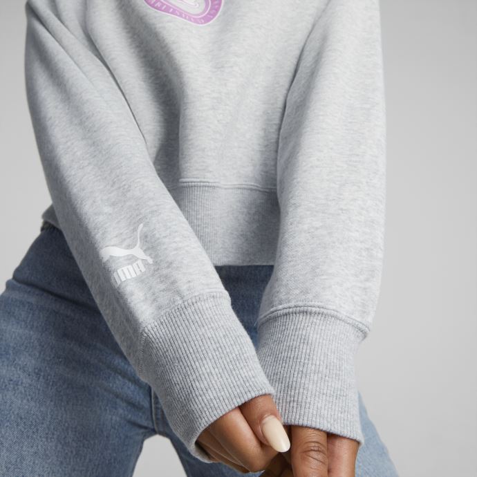 Puma Canada Team Sweat Polaire Décontracté Femme Gris Clair Chiné
