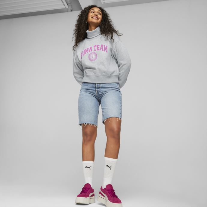 Puma Canada Team Sweat Polaire Décontracté Femme Gris Clair Chiné
