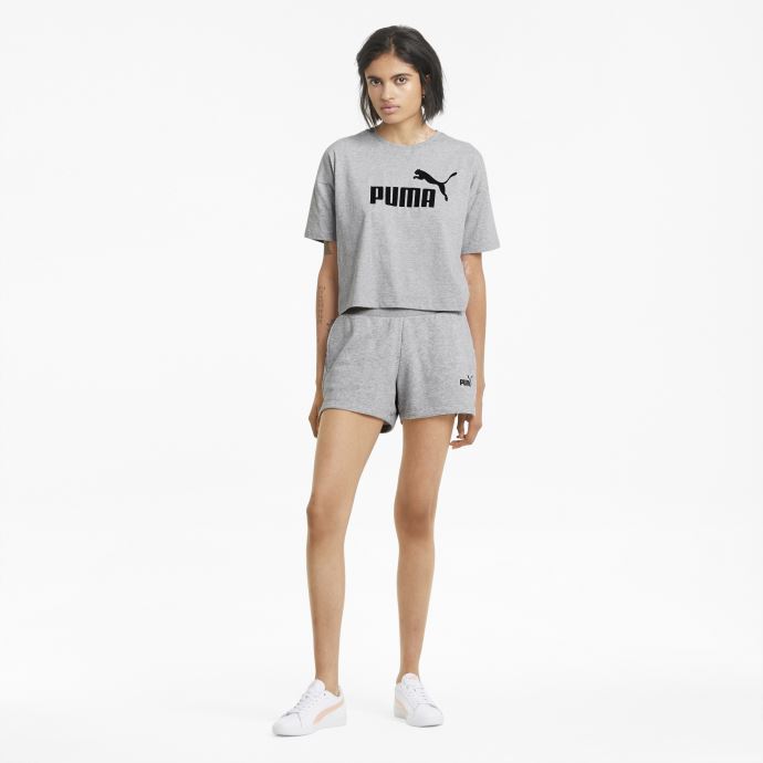 Puma Canada T-shirt Court Gris Clair Heather Essentials Logo Pour Femme
