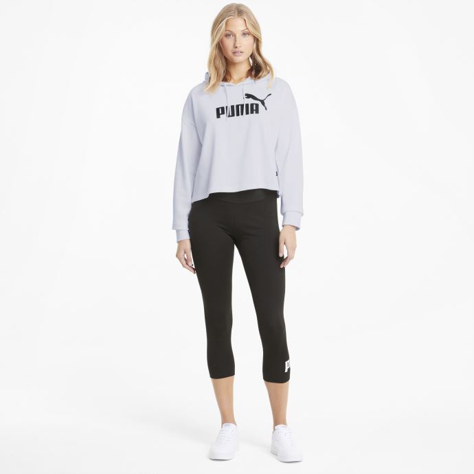 Sweat à Capuche Court Femme Logo Essentials Puma Canada Blanc
