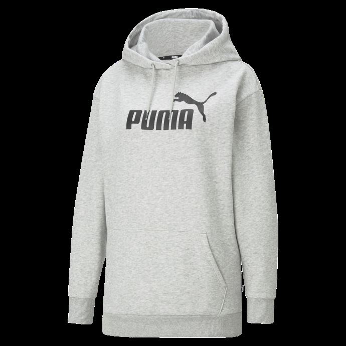 Sweat à Capuche Allongé Logo Essentials Pour Femme Gris Clair Chiné Puma Canada