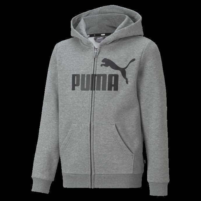 Sweat à Capuche Enfant Essentials Big Logo Full-zip Puma Canada Gris Moyen Chiné