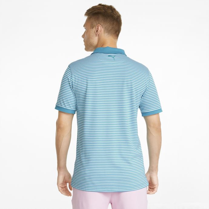 Puma Canada Polo De Golf à Rayures Signature Pour Hommes Alger Bleu
