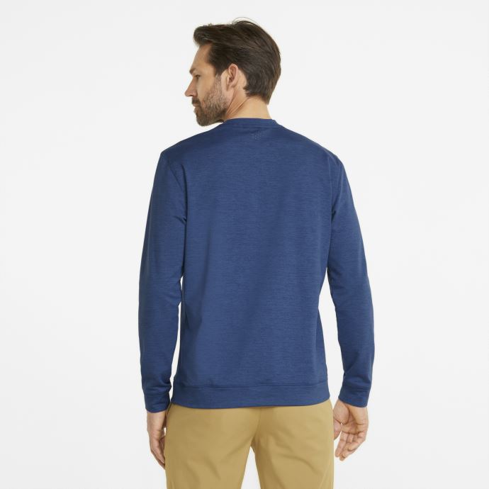 Pull De Golf Puma Canada Cloudspun Bleu Flamboyant à Col Rond Pour Hommes