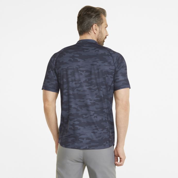 Puma Canada Bleu Marine Blazer-camo Egw Cloudspun Mat Henley Polo De Golf Pour Hommes