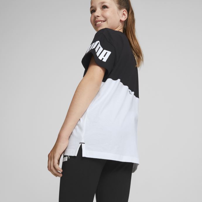 T-shirt Blanc Power Colourblock Pour Jeunes Puma Canada
