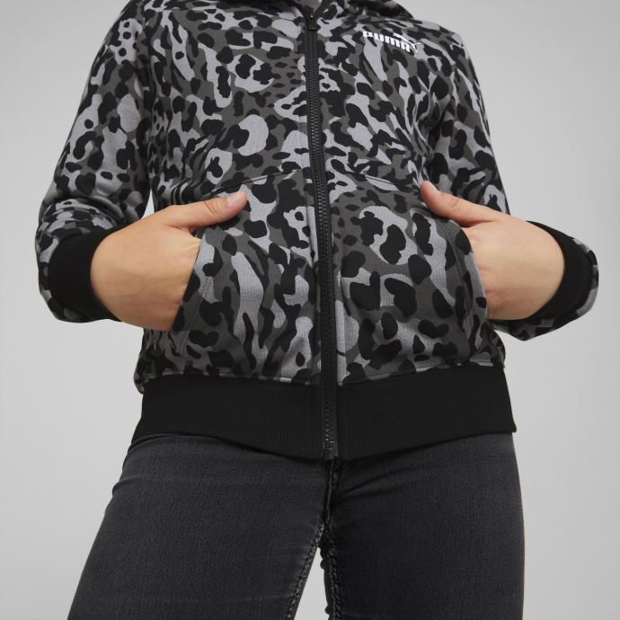 Puma Canada Noir-aop Alpha Sweat à Capuche Entièrement Zippé Jeunesse