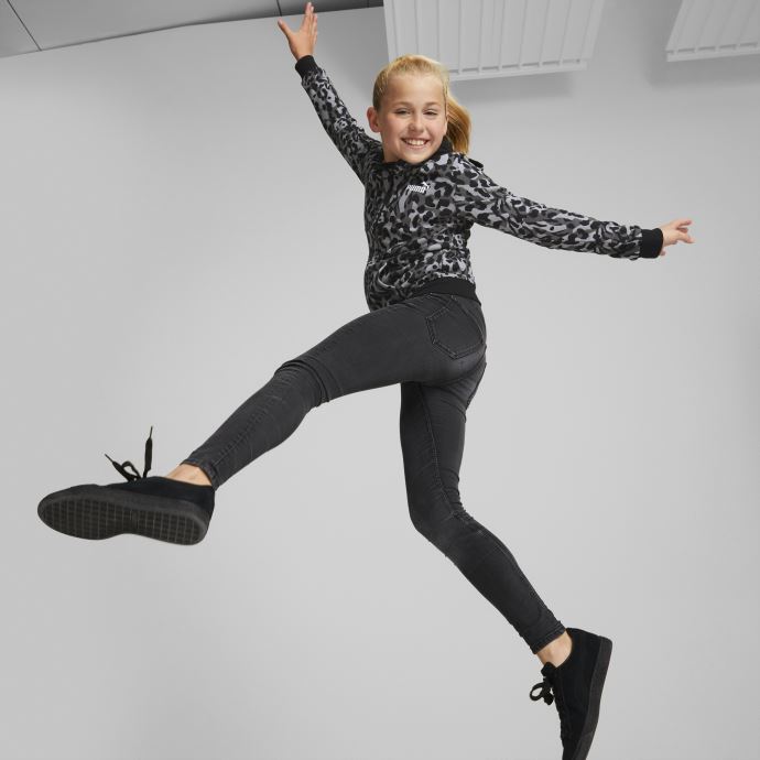 Puma Canada Noir-aop Alpha Sweat à Capuche Entièrement Zippé Jeunesse
