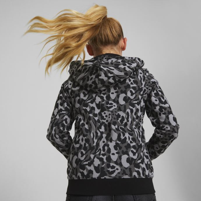 Puma Canada Noir-aop Alpha Sweat à Capuche Entièrement Zippé Jeunesse
