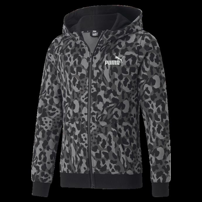Puma Canada Noir-aop Alpha Sweat à Capuche Entièrement Zippé Jeunesse
