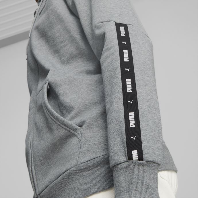 Puma Canada Essentials+ Sweat à Capuche Entièrement Zippé Hommes Gris Moyen Chiné