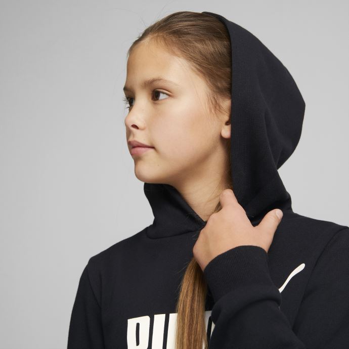 Robe à Capuche Noire Puma Canada Essentials Logo Jeunesse