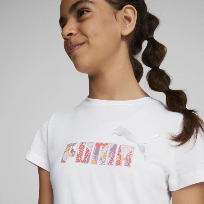 Blanc Puma Canada Essentials+ Bloom Logo T-shirt Jeunesse