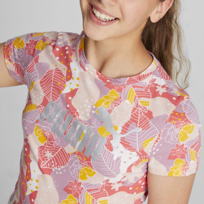 Puma Canada Salmon-aop Essentials+ Bloom Imprimé T-shirt Jeunesse
