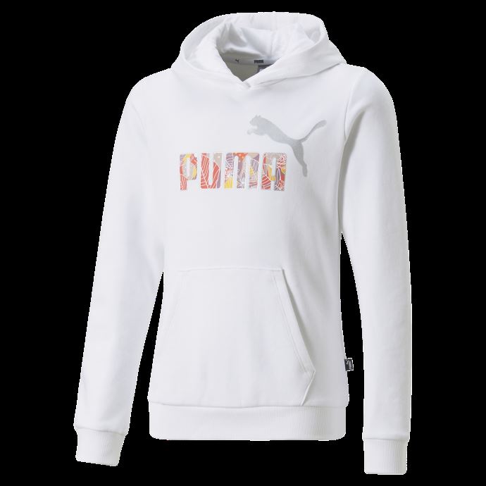 Puma Canada Essentials+ Bloom Logo Sweat à Capuche Jeunesse Blanc
