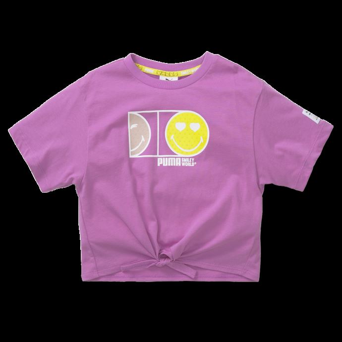 T-shirt à Nœud Puma Canada X Smileyworld Pop Mauve Pour Enfant
