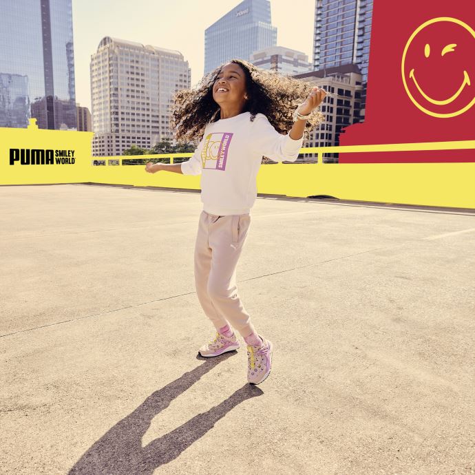 Puma Canada X Smileyworld Sweat Ras Du Cou Enfant Blanc
