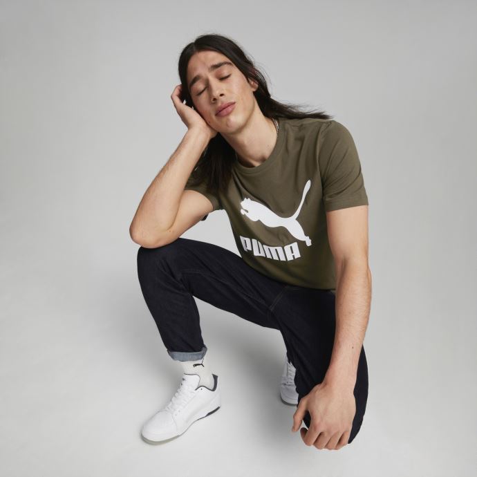 T-shirt à Logo Classics Pour Hommes Puma Canada Olive Profonde
