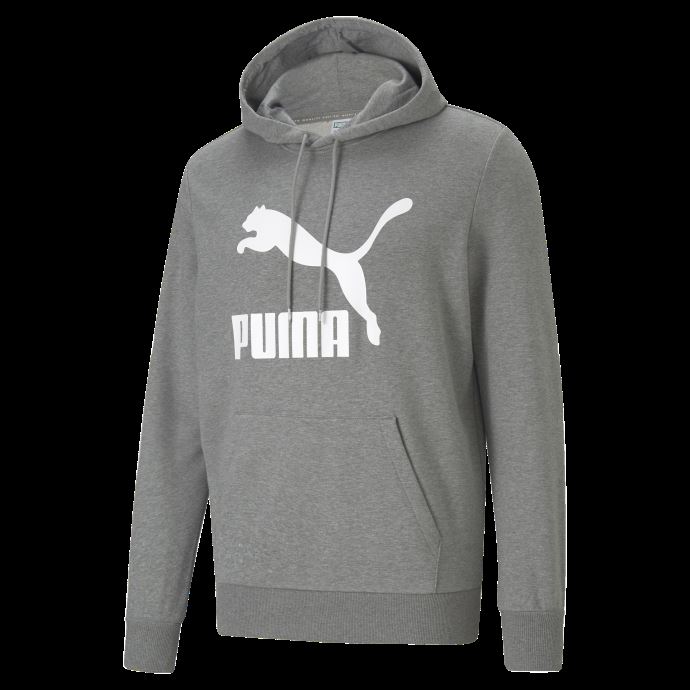 Sweat à Capuche Classics French Terry Logo Homme Puma Canada Gris Moyen Chiné

