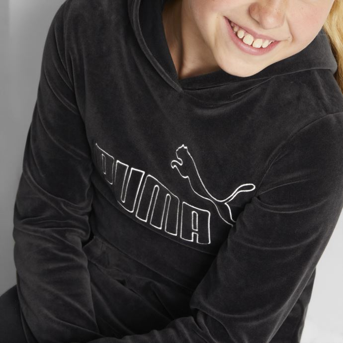 Puma Canada Essentials+ Sweat à Capuche En Velours Pour Jeune Noir
