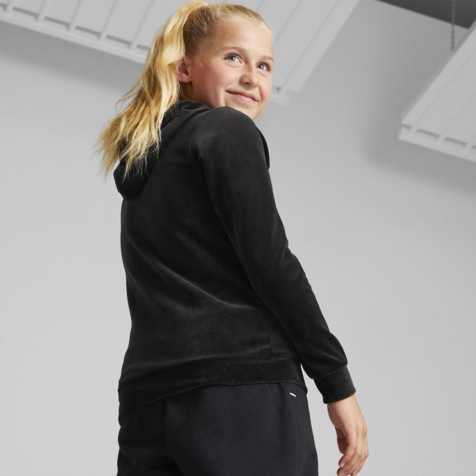 Puma Canada Essentials+ Sweat à Capuche En Velours Noir Pour Jeune