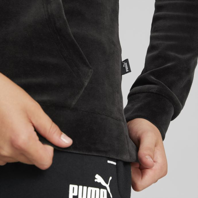 Puma Canada Essentials+ Sweat à Capuche En Velours Noir Pour Jeune

