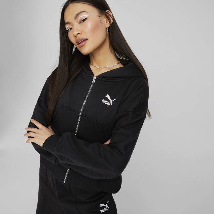 Puma Canada Sweat à Capuche Zippé Noir Classics Femmes