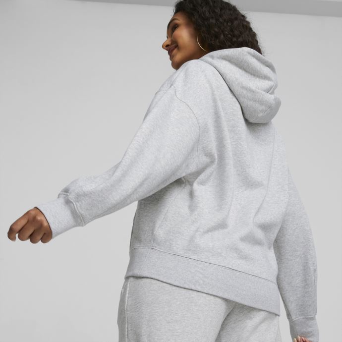 Puma Canada Classics Sweat à Capuche Oversize Femme Gris Clair Chiné