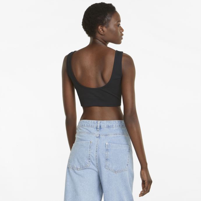 Puma Canada Classics Crop Top Côtelé Femme Noir