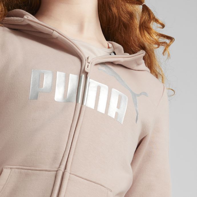 Puma Canada Rose Quartz Essentials+ Logo Sweat à Capuche Entièrement Zippé Jeunesse
