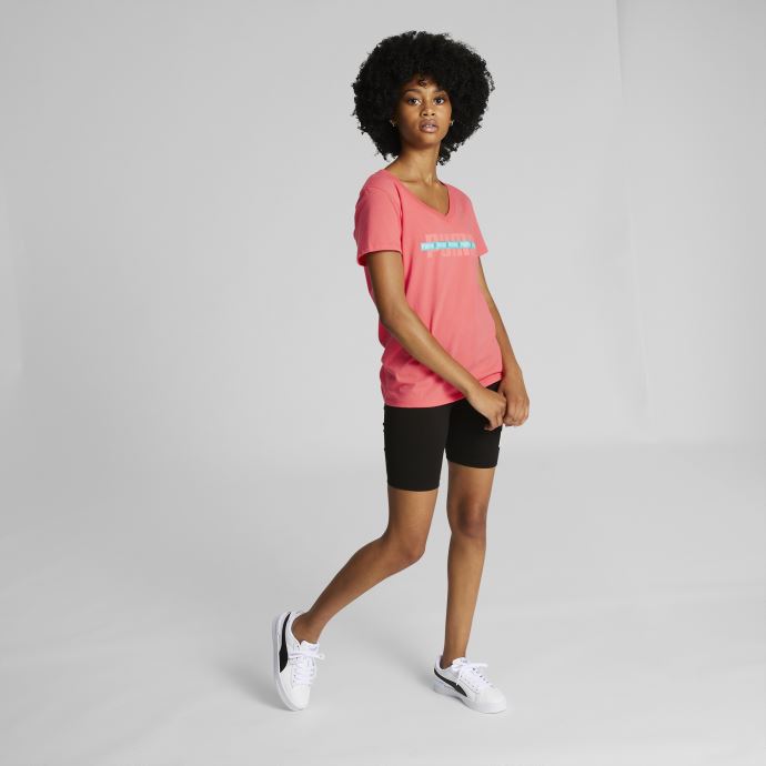 T-shirt Graphique Puma Canada Crossout Col V Femme Saumon