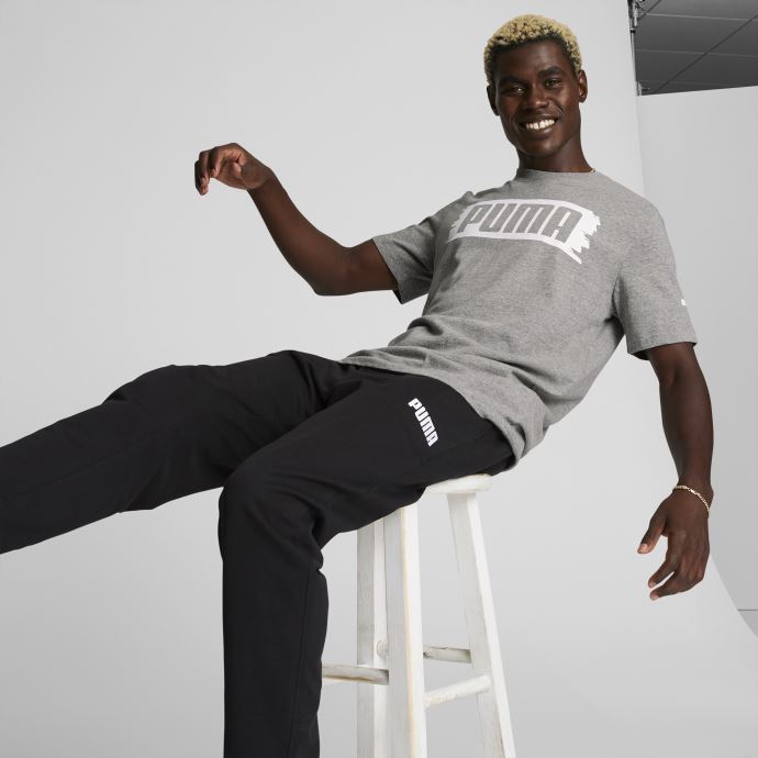 T-shirt à Logo Coup De Pinceau Pour Hommes Gris Moyen Chiné Puma Canada