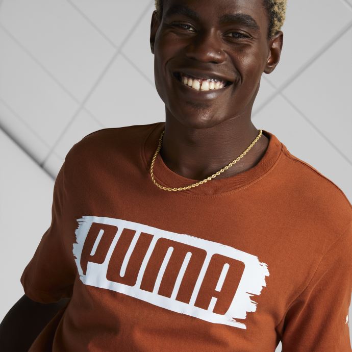 Puma Canada Châtaigne Chaude Coup De Pinceau T-shirt à Logo Pour Hommes