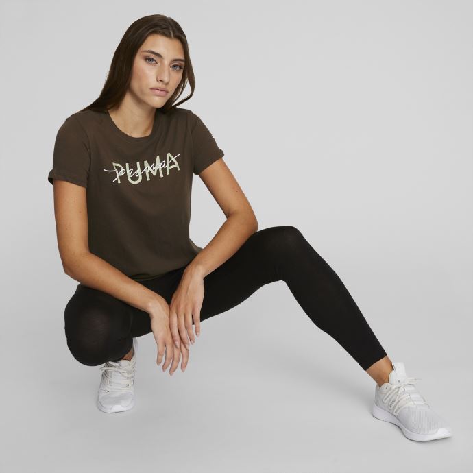 T-shirt à Logo Double Up Pour Femme Deep Olive Puma Canada