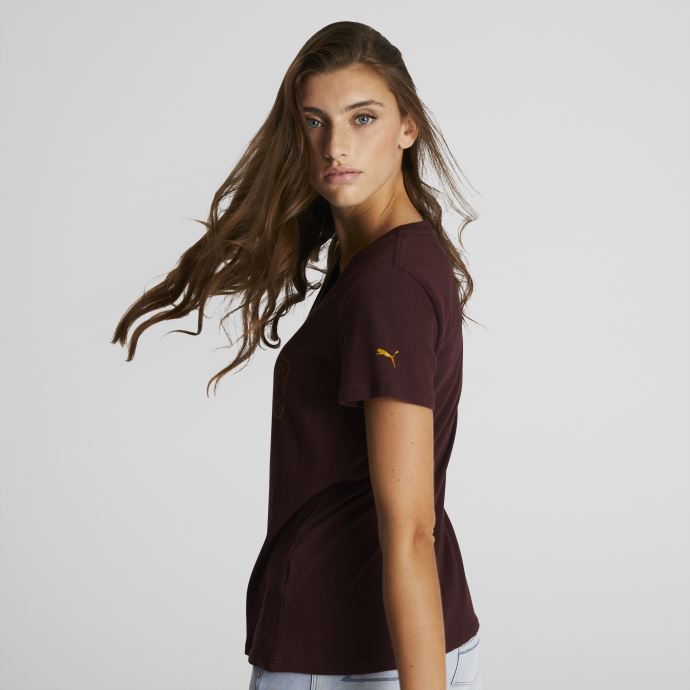 Puma Canada Aubergine Deco Glam T-shirt à Logo Pour Femme