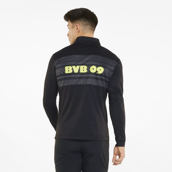 Puma Canada Noir-safety Jaune Bvb Haut De Football à Fermeture éclair Pour Hommes