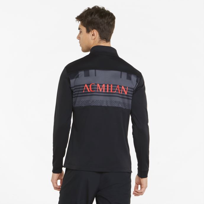 Puma Canada Acm Prematch Quarter-zip Football Haut Pour Hommes Noir-rouge Explosion