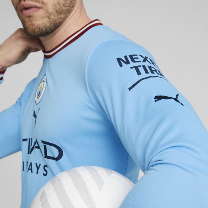 équipe Bleu Clair-rouge Intense Puma Canada Manchester City F.c. Home 22-23 Maillot Manches Longues Replica Hommes