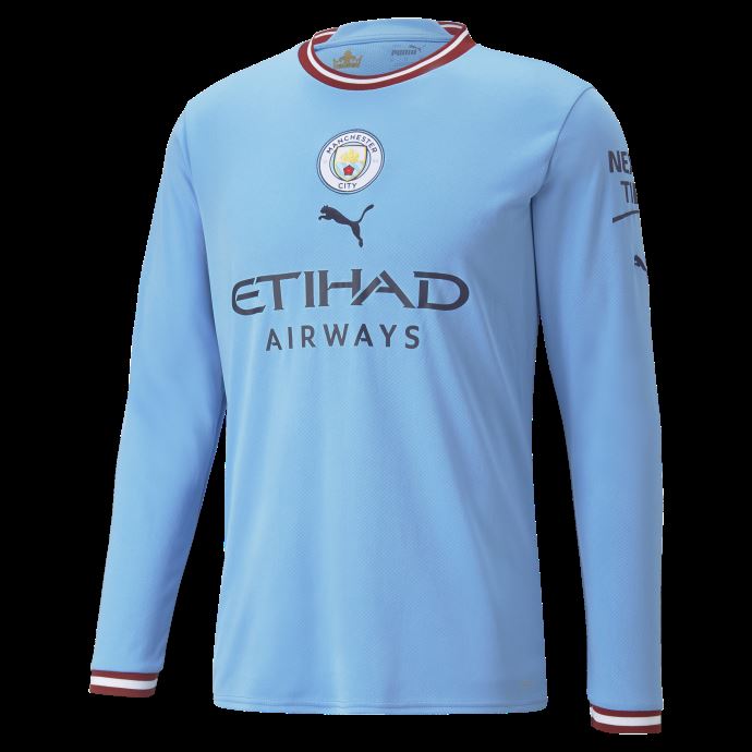 Puma Canada Team Bleu Clair-rouge Intense Manchester City F.c. Home 22-23 Maillot Manches Longues Replica Hommes
