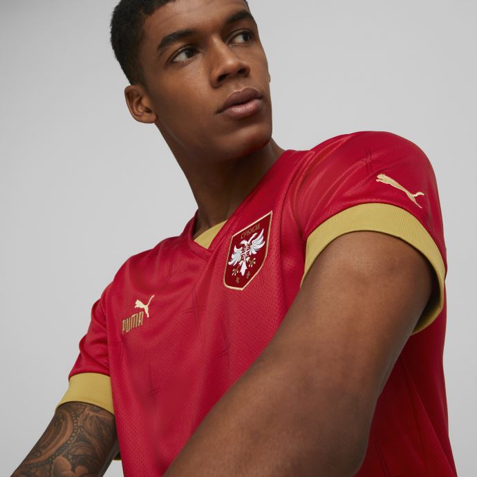 Piment-victoire Or Puma Canada Serbie Domicile 22-23 Réplique Maillot Hommes
