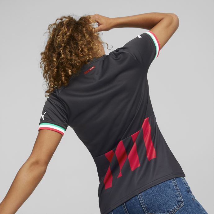 Puma Canada Noir-tango Rouge A.c. Milan Domicile 22-23 Réplique Maillot Femmes
