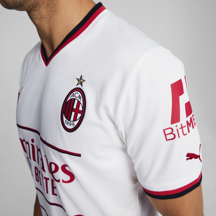 A.c. Maillot Milan Away 22-23 Replica Hommes Puma Canada Blanc-tango Rouge