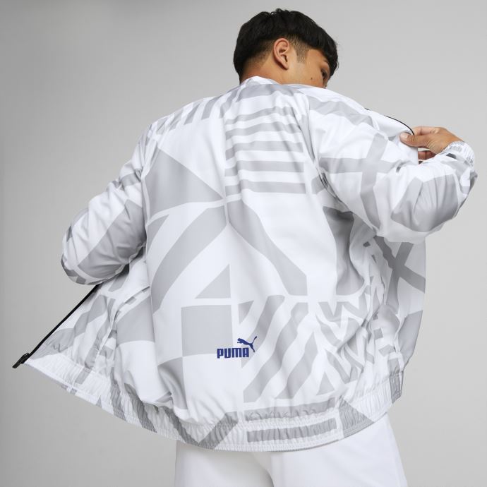 Puma Canada White-limoges Olympique De Marseille Football Prematch Jacket Men