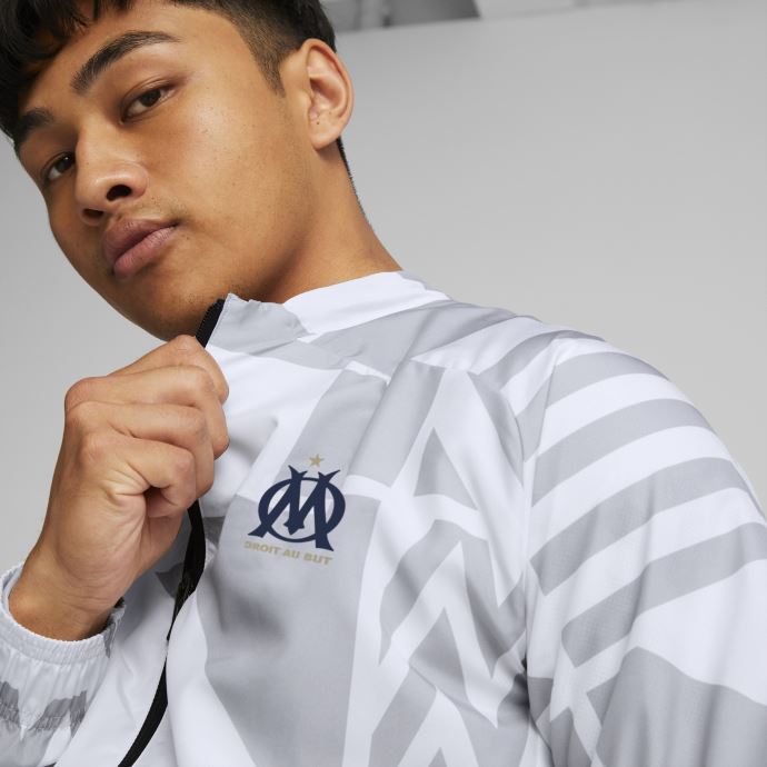 Puma Canada White-limoges Olympique De Marseille Football Prematch Jacket Men
