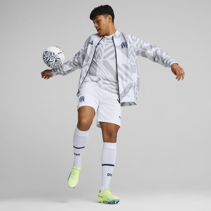Puma Canada White-limoges Olympique De Marseille Football Prematch Jacket Men
