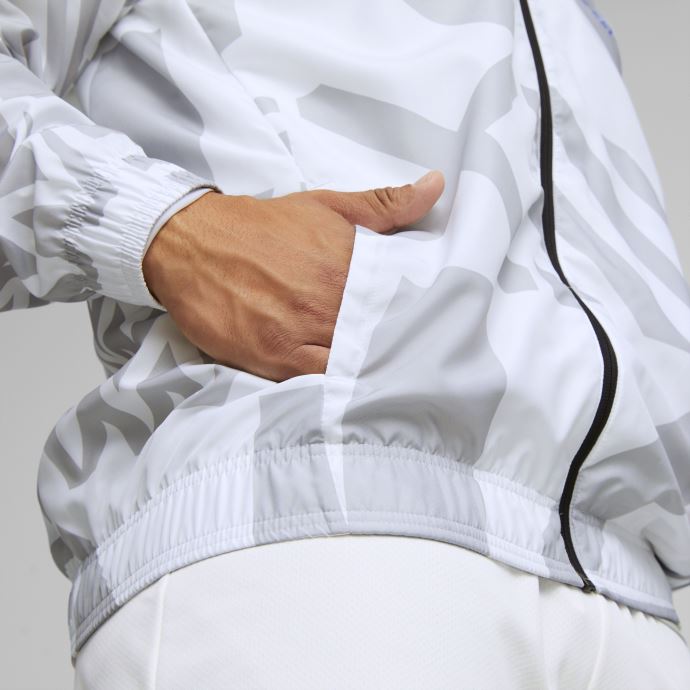 Puma Canada White-limoges Olympique De Marseille Football Prematch Jacket Men
