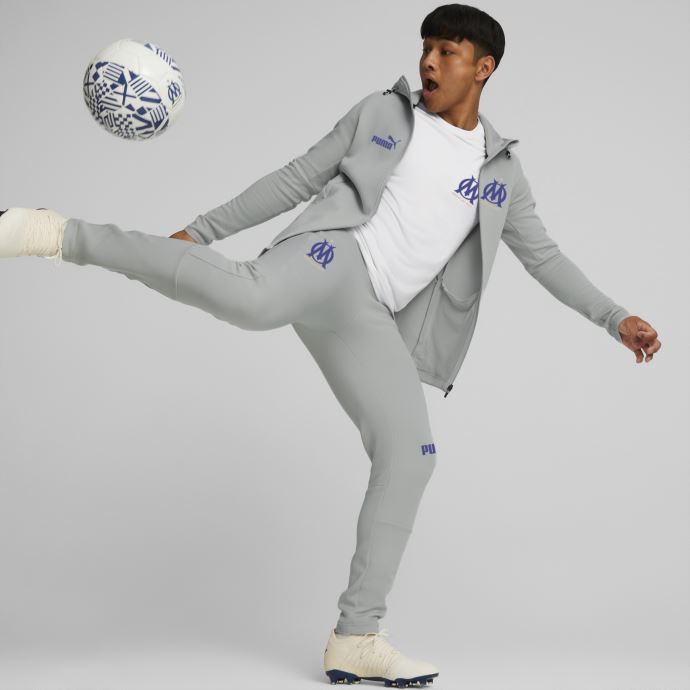 Olympique De Marseille Football Casuals Hooded Jacket Men Puma Canada Harbour Mist-limoges